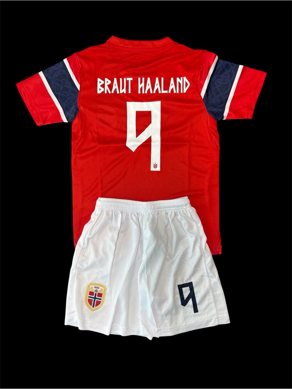 Braut Haaland Kids' Red Soccer Jersey & White Shorts Set 2026 World Cup